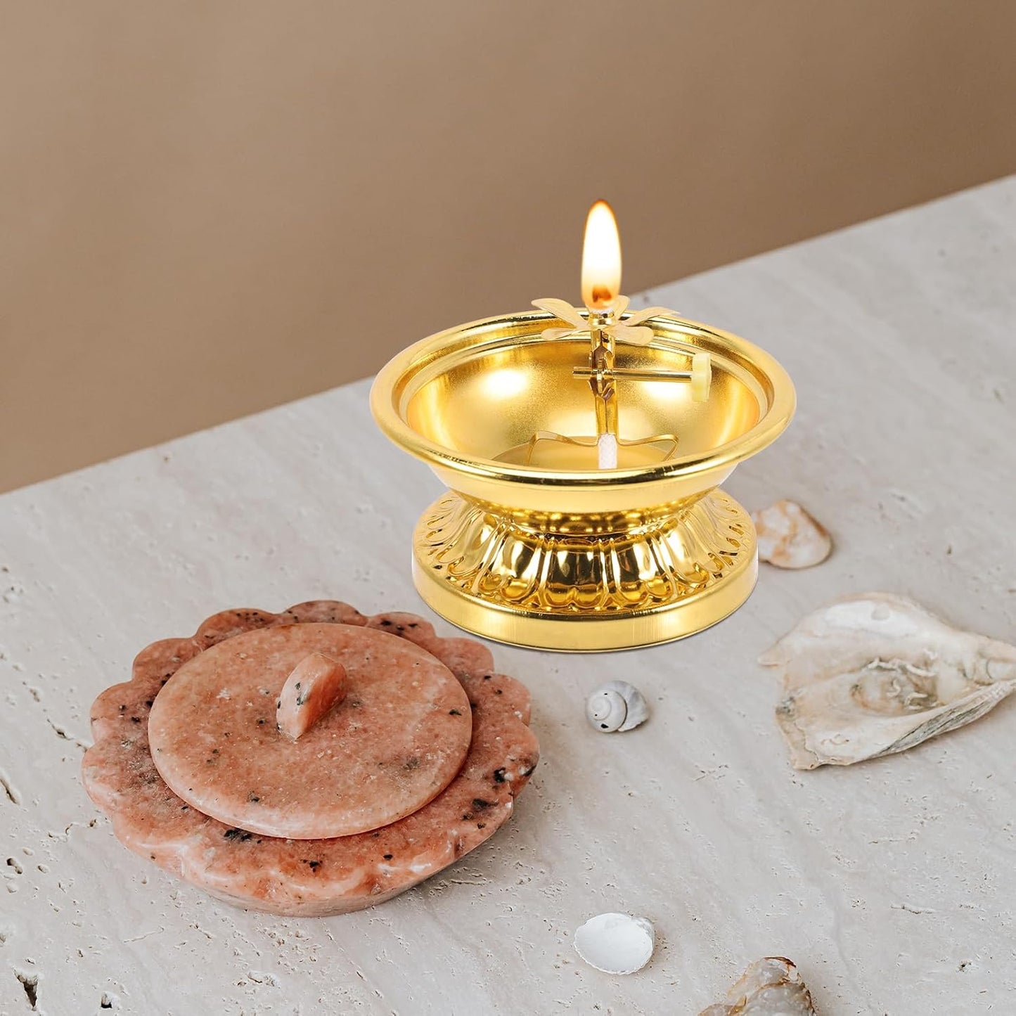 Oil lamp tray room copper oil lamp Diwali unique oil lamp candle holder retro kerosene lamp lotus candle holder Buddha lamp home decoration