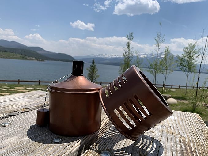 Outdoor Windproof Flame Lantern | Metal Refillable Fire Canister | Garden & Camping Ambiance