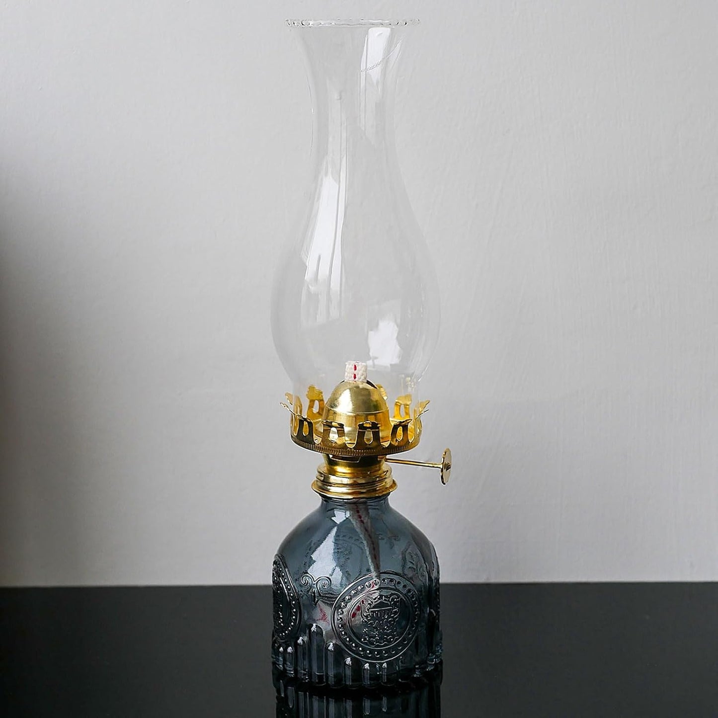 11-Inch European Style Vintage Glass Oil Lamp | Functional Kerosene Lantern | Flame Adjustable