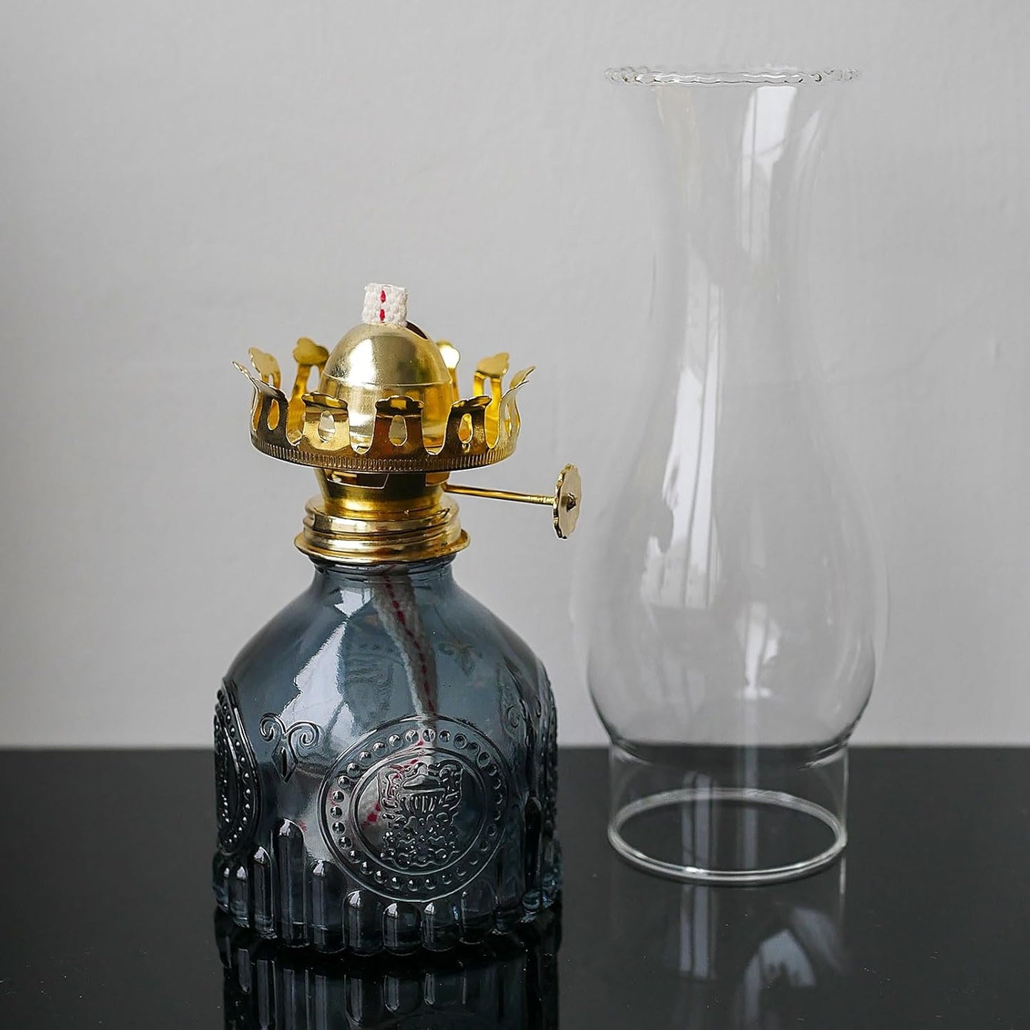 11-Inch European Style Vintage Glass Oil Lamp | Functional Kerosene Lantern | Flame Adjustable